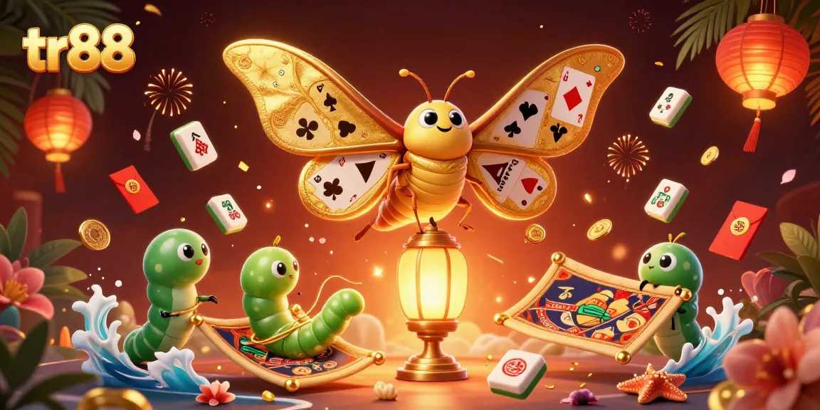 Experience the excitement of tr88 in a vibrant, dynamic casino-themed 3D illustration with unique elements.