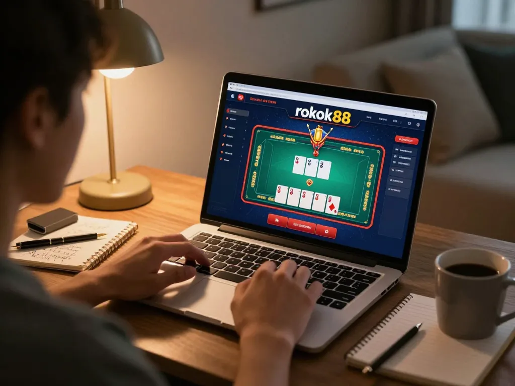 Pengalaman bermain online yang menarik dengan antarmuka rokok88 casino selama permainan kartu yang seru.