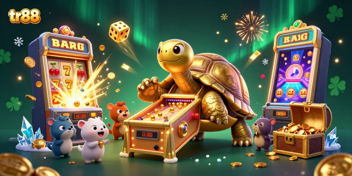 Experience thrilling gaming action at tr88 with golden tortoise pinball machine and dynamic casino elements.