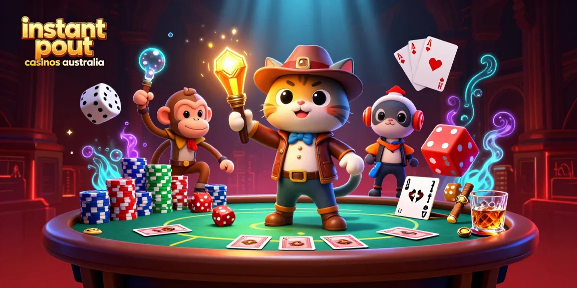Experience instant payout casinos Australia in a vibrant 3D scene filled with gaming action.
