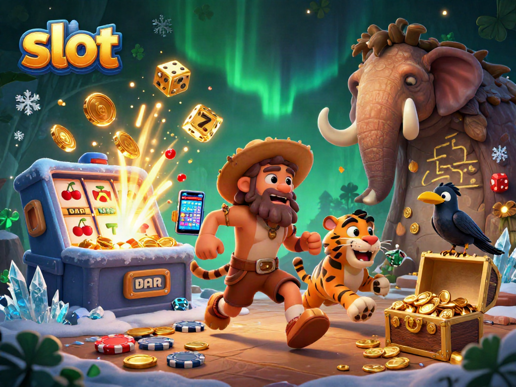 Experience thrilling jackpot excitement with slots and unique characters in a vibrant casino setting.