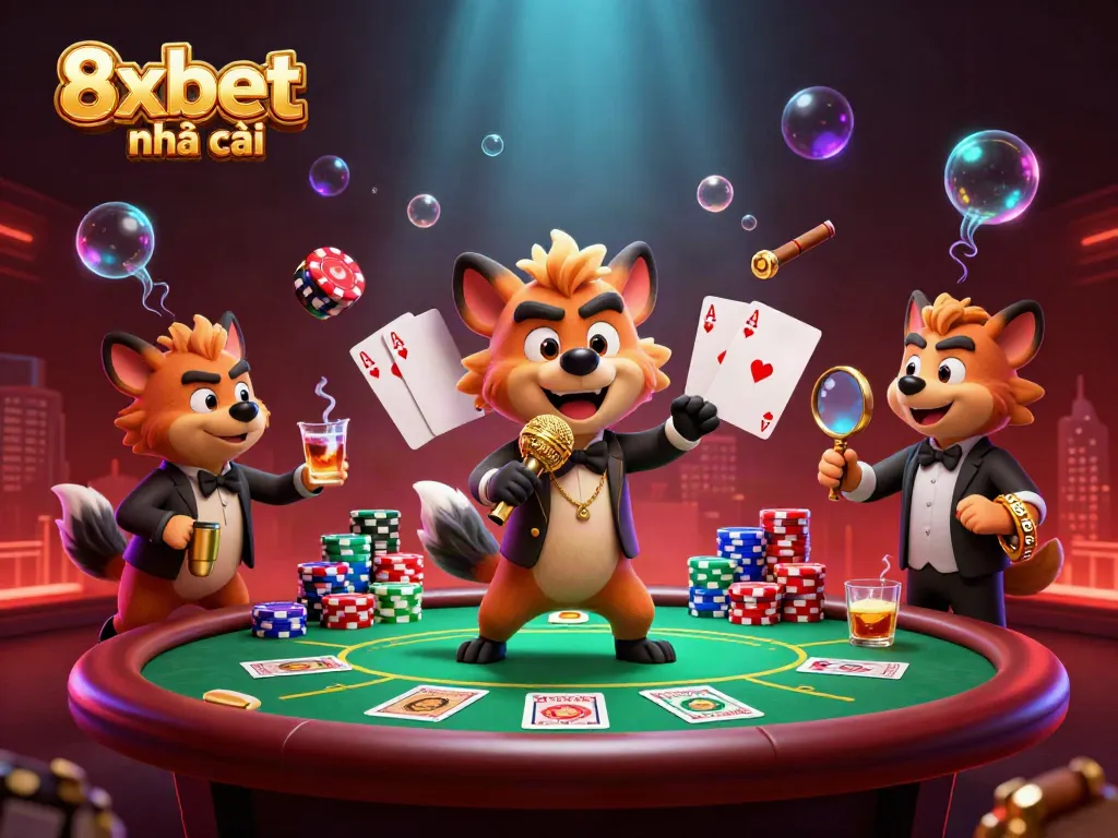 Enjoy the lively atmosphere of 8xbet nhà cái where hyenas entertain at a comedic casino club.