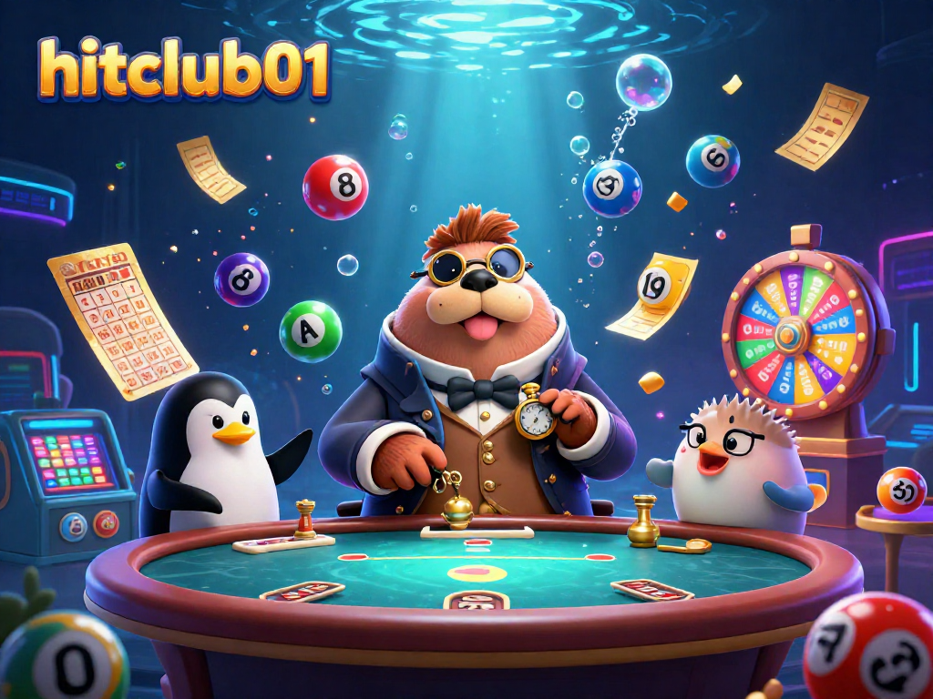 Engage in thrilling gameplay at hitclub01, featuring a jolly walrus, sophisticated dealer, and a bluffing pufferfish.