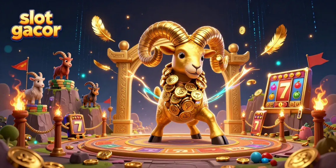 Experience the thrill of slot gacor with dynamic golden ram and action-packed casino scene.