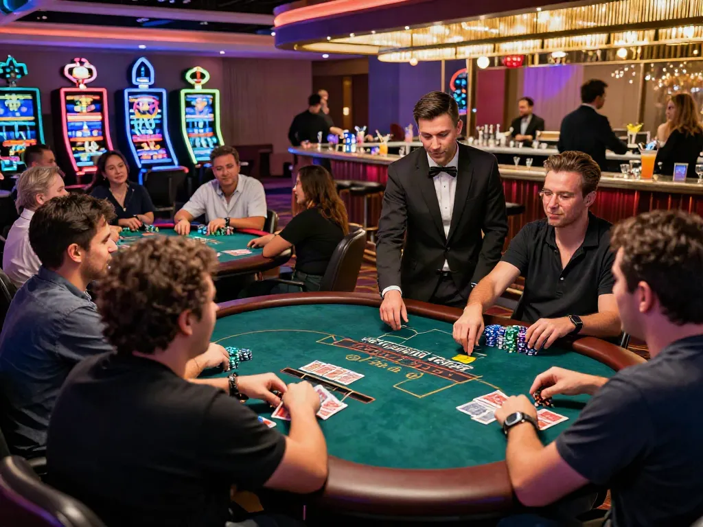 Engaging gaming scene at FC88 featuring players at tables and a lively atmosphere at https://fc88v1.com/.