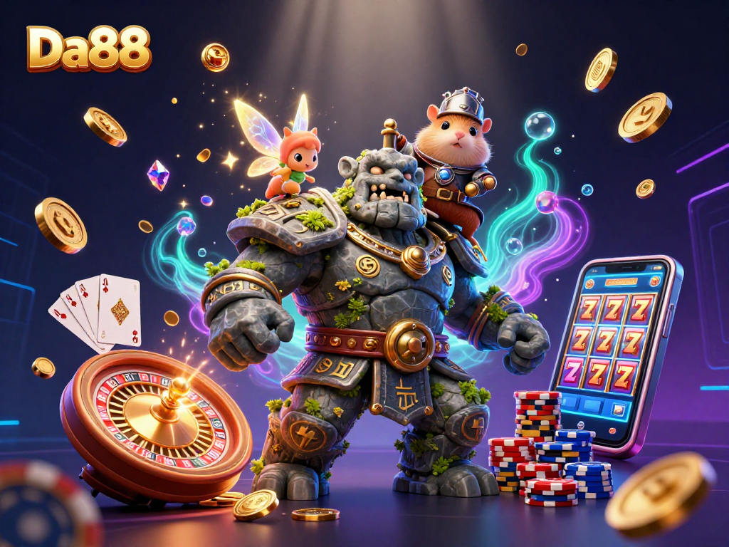 Experience dynamic gaming magic with Da88 featuring spunky characters and vibrant casino elements.