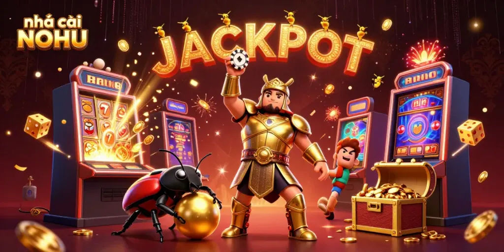 Play at nhà cái NOHU and experience thrilling jackpot wins with vibrant 3D casino art.