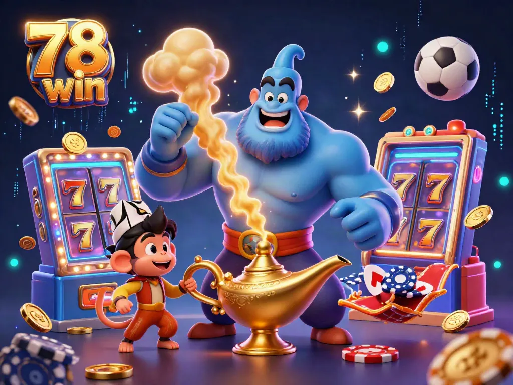 Join the fun at 78 win with exciting slots and dynamic gameplay illustrated in a vibrant scene.
