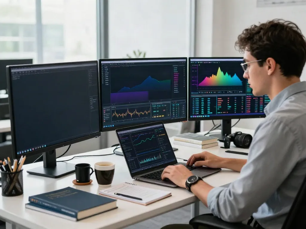 Automated trading workspace on quantumaiplatform.ca showing cryptocurrency charts and analytics