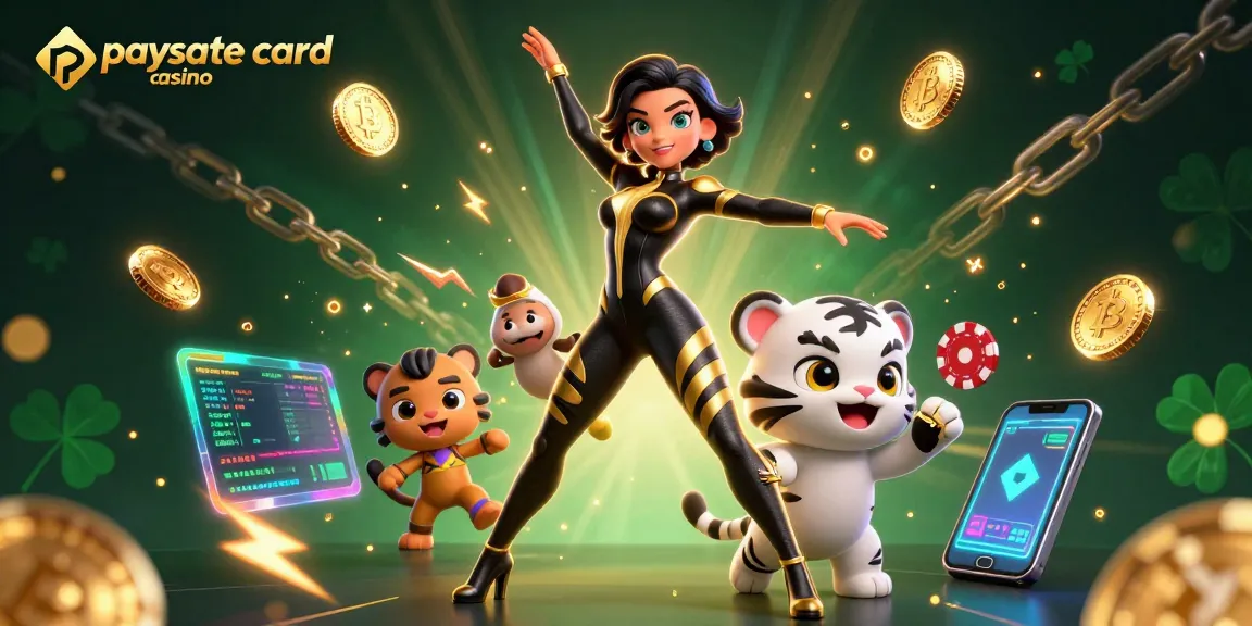 Genießen Sie aufregendes Gameplay in einem Paysafe Card Casino mit einer dynamischen Szene einer Frau und einem Tiger sowie lebhaften Spielelementen.