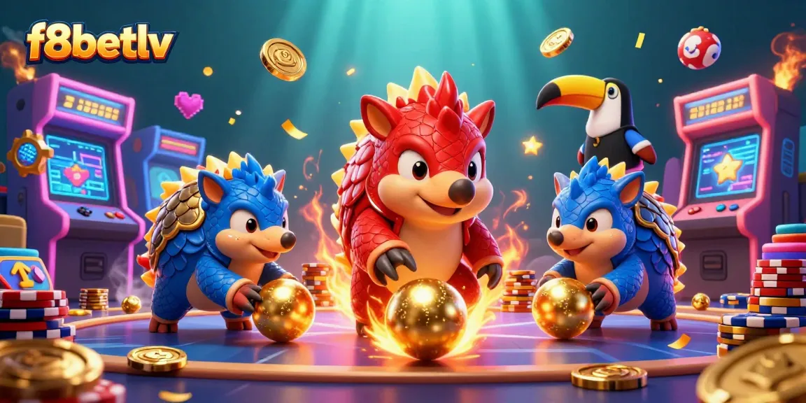 Experience excitement at f8betlv with pangolins competing in a dynamic casino scene.