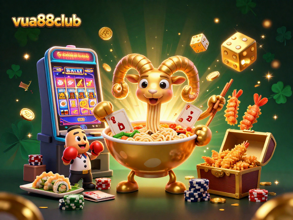 Experience vibrant gaming action with vua88club's dynamic 3D casino illustration featuring iconic characters.