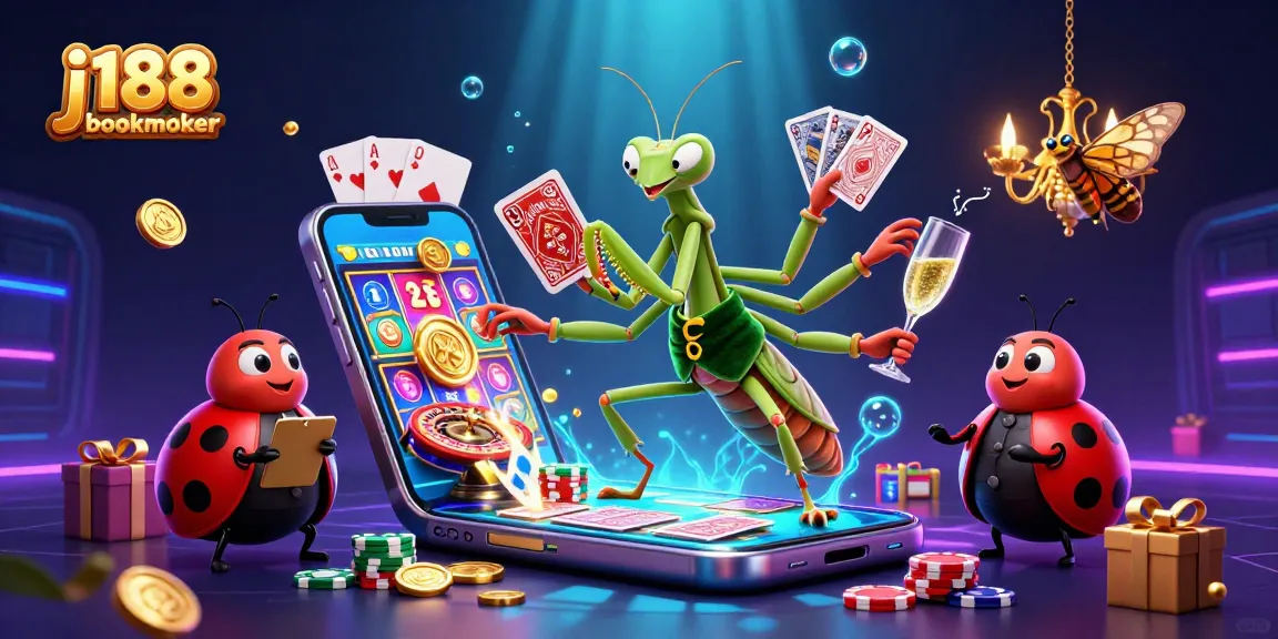 Experience the thrill of j188 bookmaker with vibrant gambling elements in a lively 3D scene.
