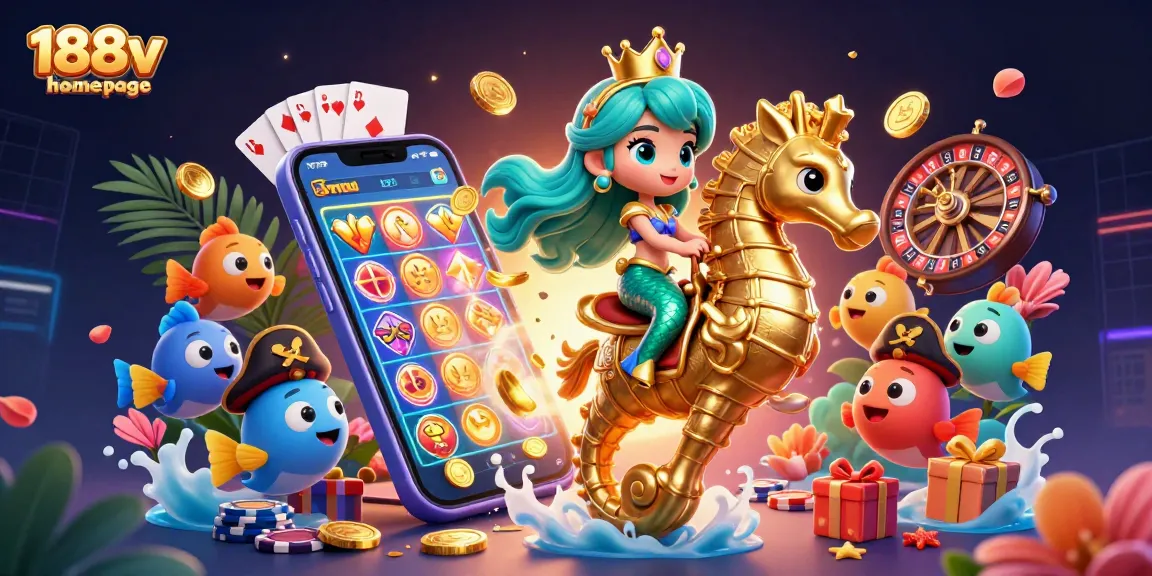 Play exciting games like slots at the vibrant 188v homepage featuring dynamic characters and colorful elements.